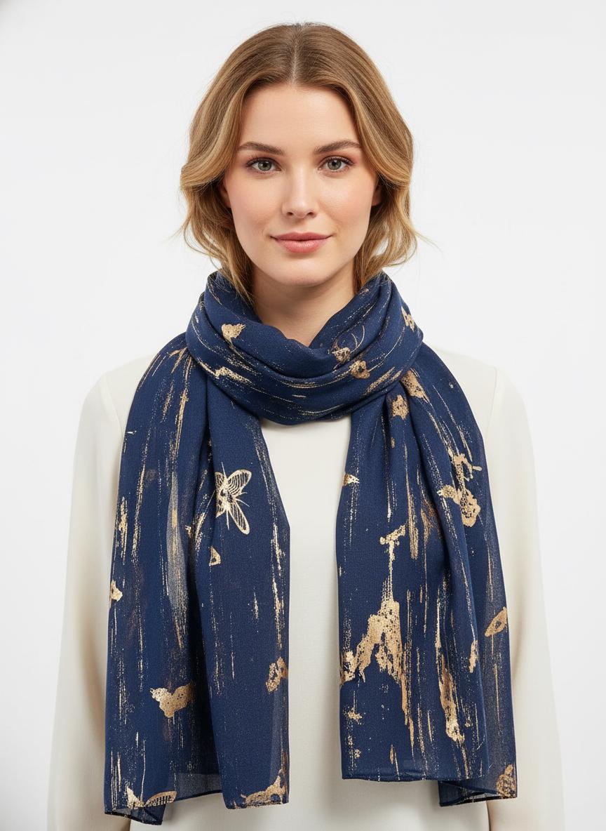 Rosegold Glitter Butterfly Print Ladies Celebrity Style Scarves Scarf Wrap Comes with a gift bag