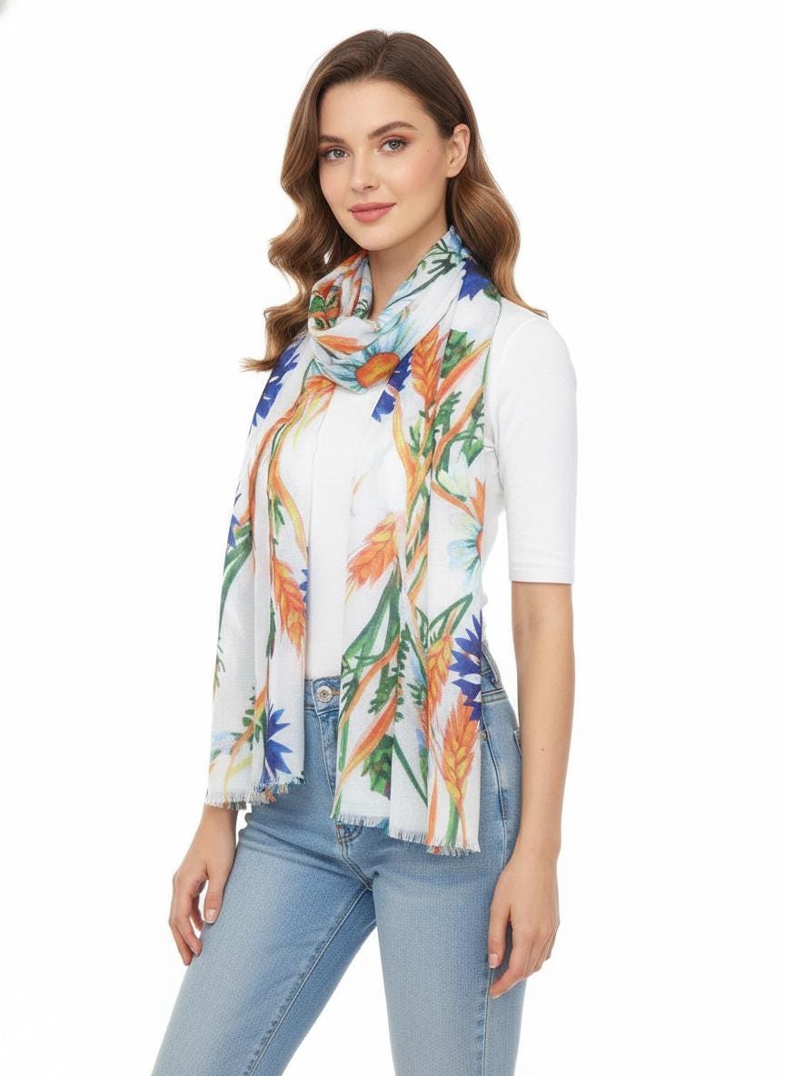 Watercolour Floral Print High Quality Soft Scarf Comes with a gift bag