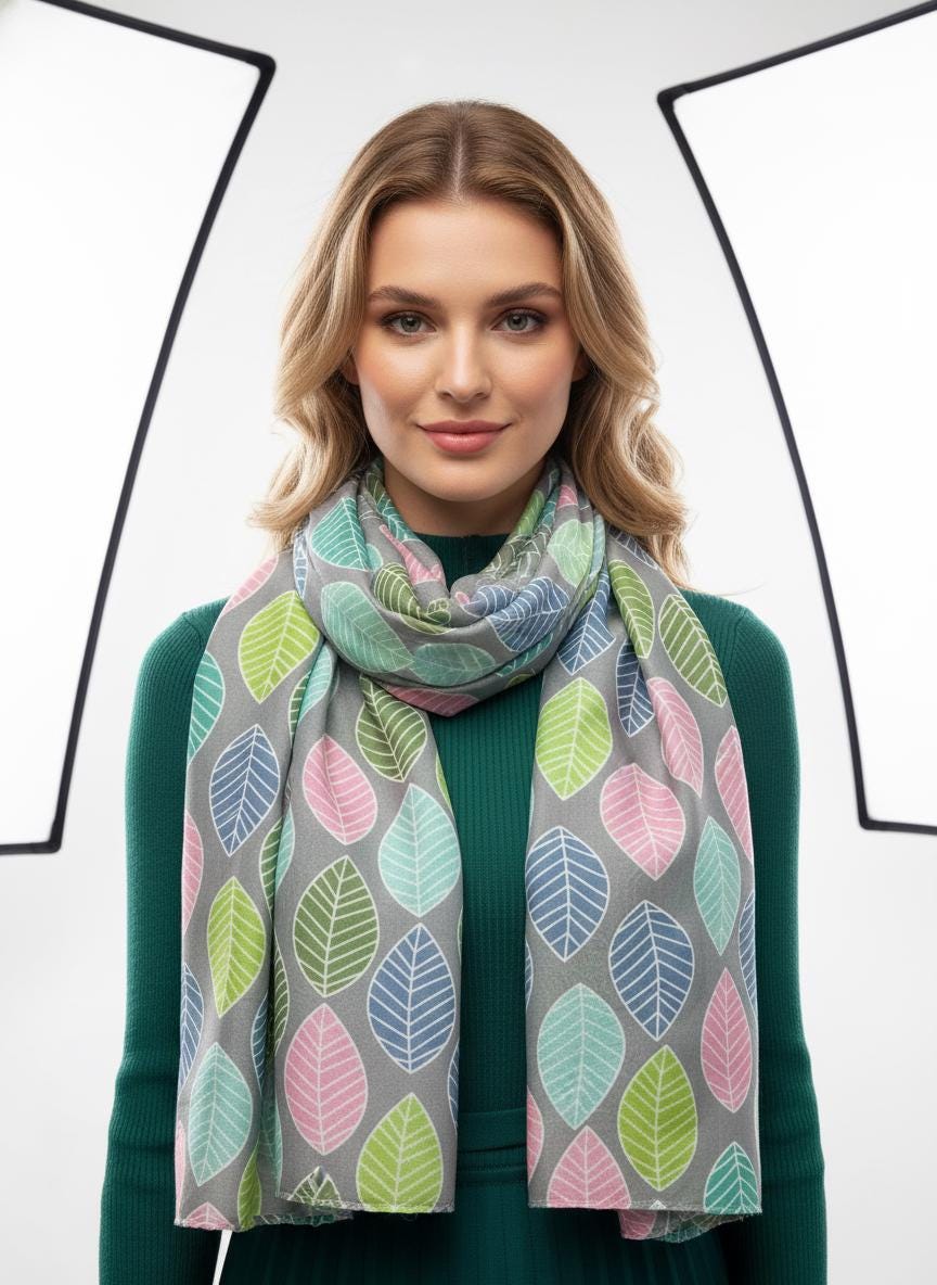 Stylish leaf print scarf Tree Leaf Leaves Print Fashion Scarf Wrap Tropical leaf scarf Comes with a gift bag