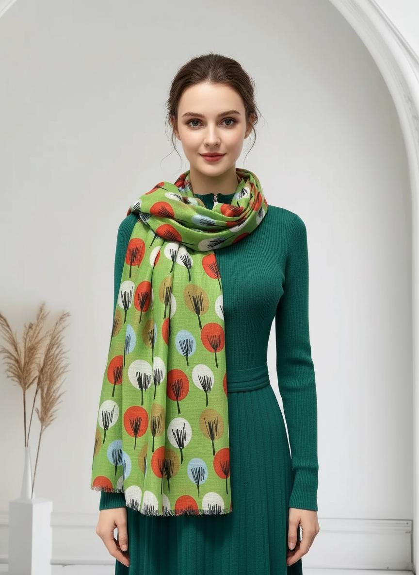 Tropical Leaf Print Scarf Lightweight Fashion Wrap Comes with a gift bag