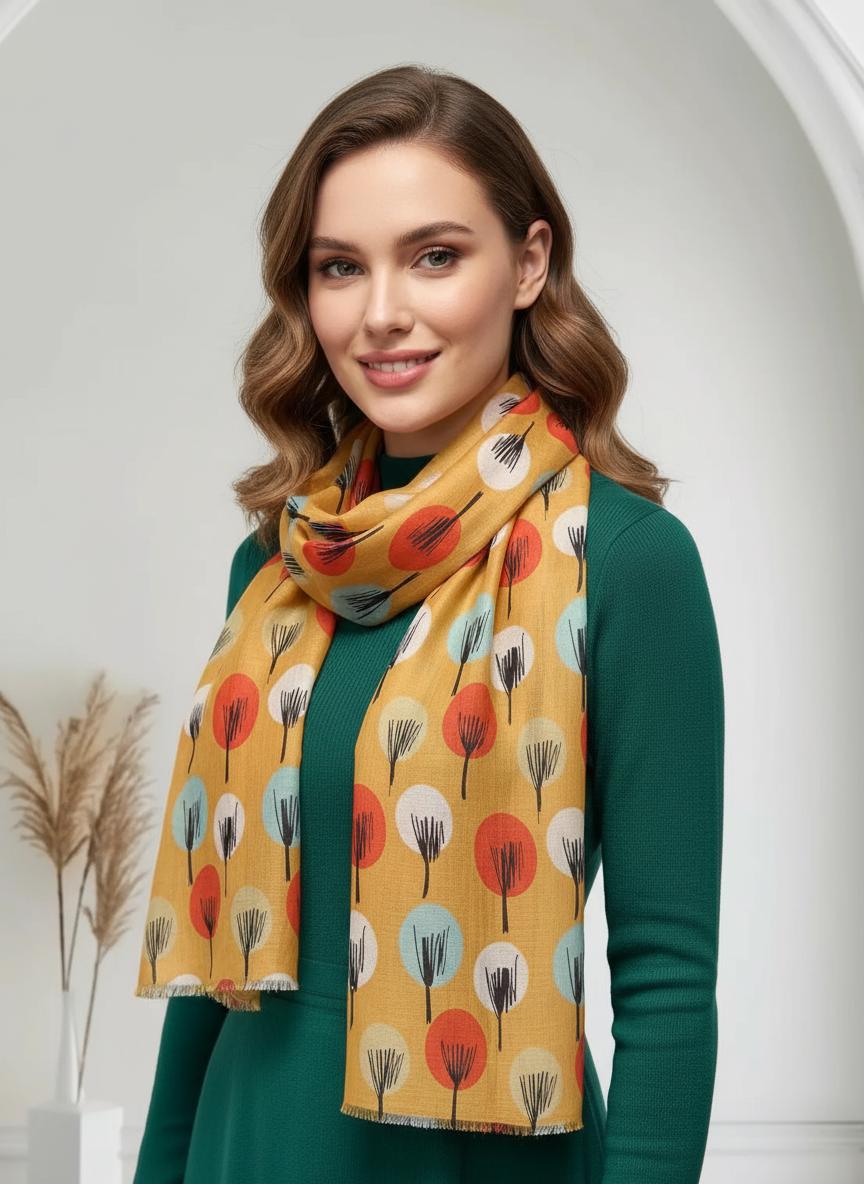 Tropical Leaf Print Scarf Lightweight Fashion Wrap Comes with a gift bag