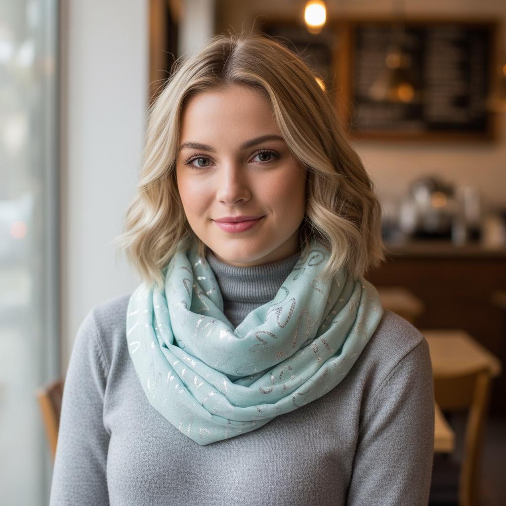 Lightweight Glitter Love Heart Snood Infinity Scarf Comes with a gift bag