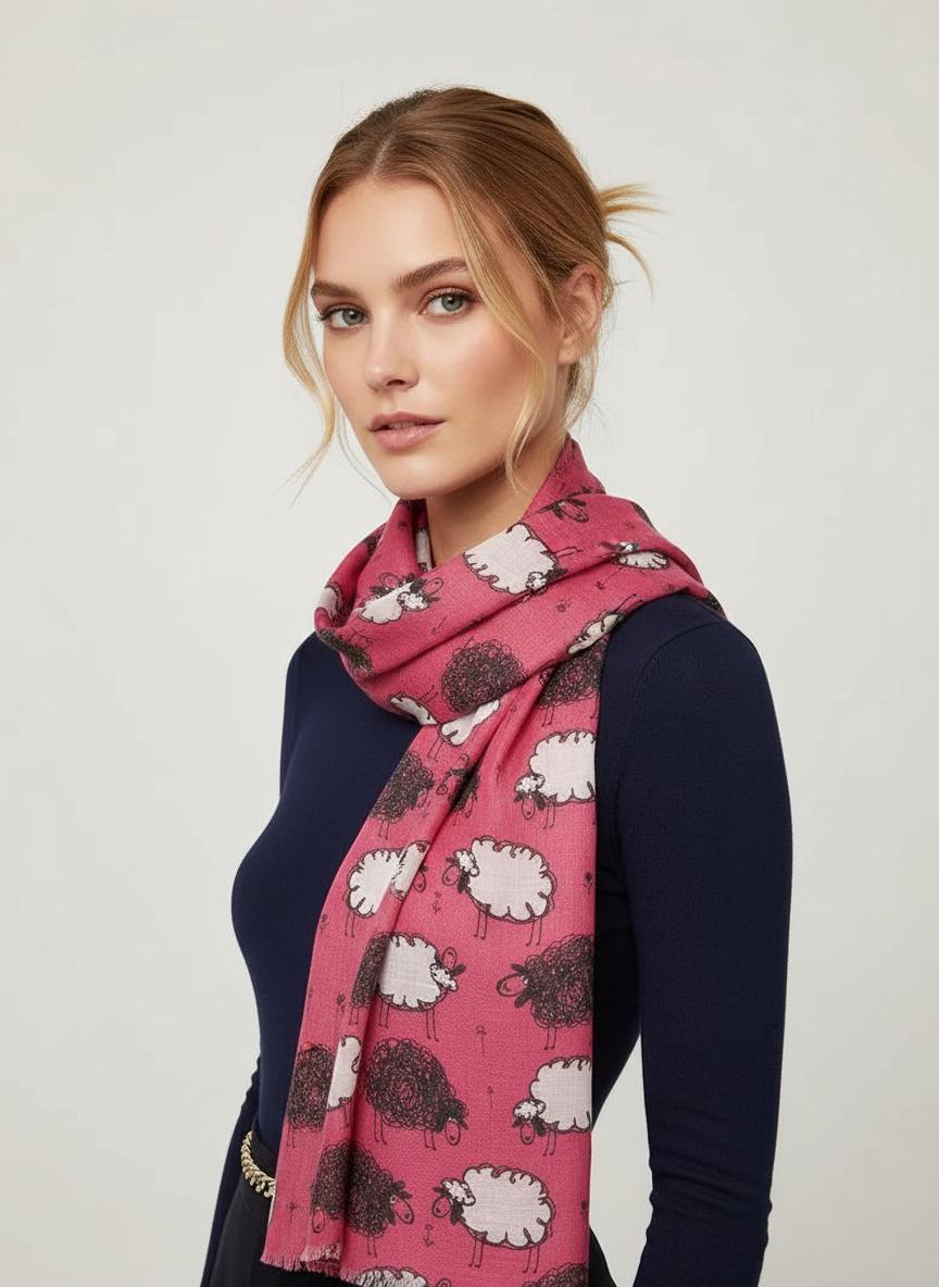 Lightweight Sheep Print Scarf For Sheep Lovers Comes with a gift bag