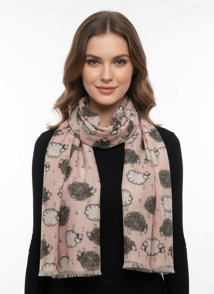 Lightweight Sheep Print Scarf For Sheep Lovers Comes with a gift bag