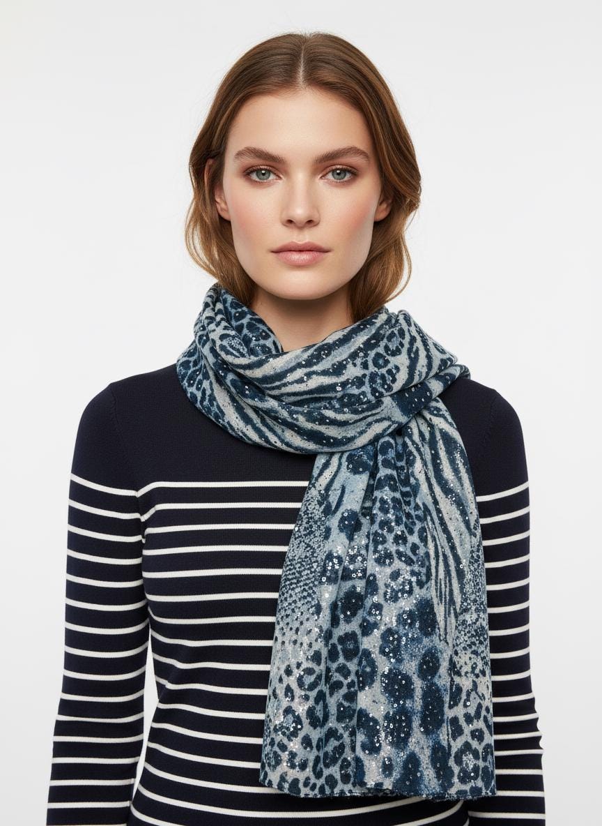 Glitter Gold Metallic Animal Print Scarf Scarves Wrap Shawls For Women Comes with a gift bag