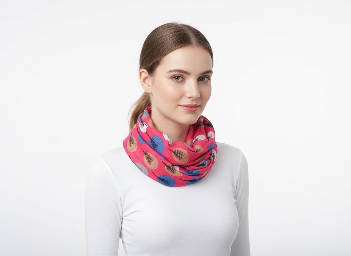 Lightweight |Sketch Tree Leaf Leaves Print Snood Infinity Scarf Gift For Her Comes with a gift bag