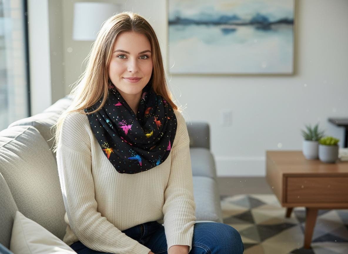 Lightweight Glitter Fairy Print Snood Warm Winter Infinity Scarf Comes with a gift bag