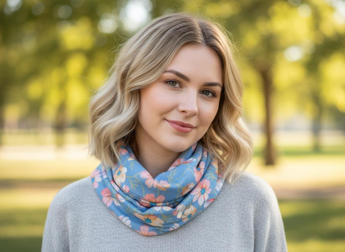 Lightweight Daisy Flower Print Snood Infinity Scarf For Her Comes with a gift bag