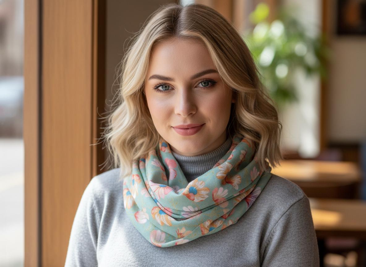 Lightweight Daisy Flower Print Snood Infinity Scarf For Her Comes with a gift bag