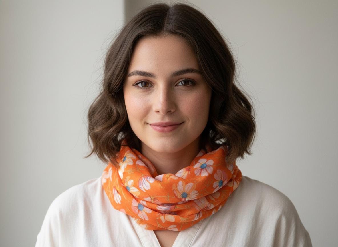 Lightweight Daisy Flower Print Snood Infinity Scarf For Her Comes with a gift bag