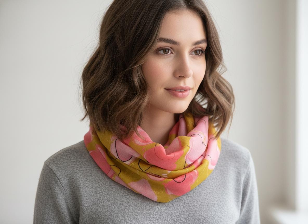 Love Heart Print Fashion Infinity Scarf Scarves Snood For Women Comes with a gift bag