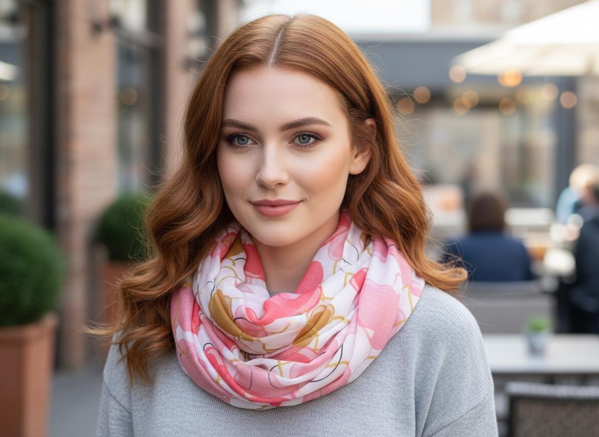 Love Heart Print Fashion Infinity Scarf Scarves Snood For Women Comes with a gift bag