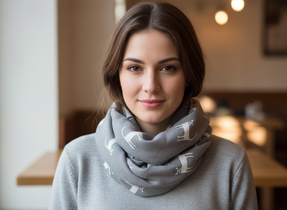Cat Print Snood Infinity Scarf Lightweight Snood For Cat Lovers Comes with a gift bag