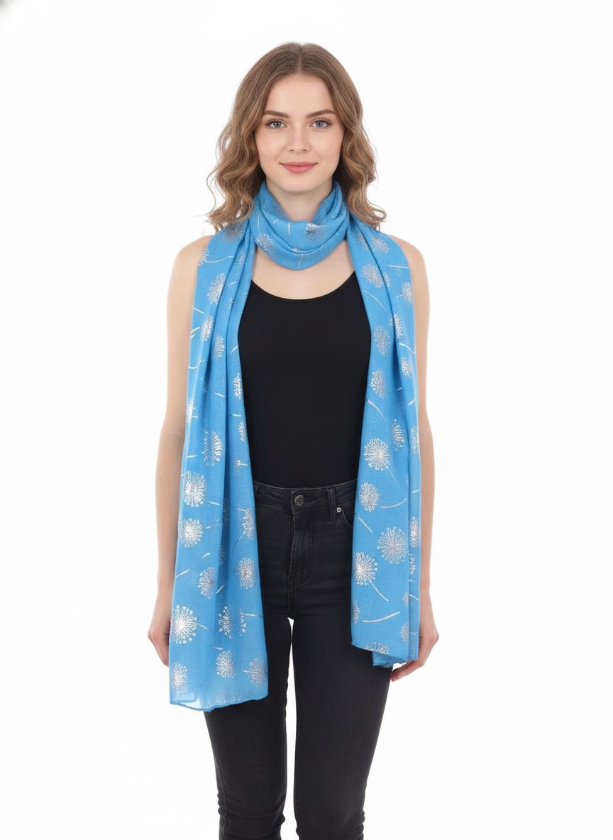 Glitter Foil Dandelion Print Scarf For Women Comes with a gift bag