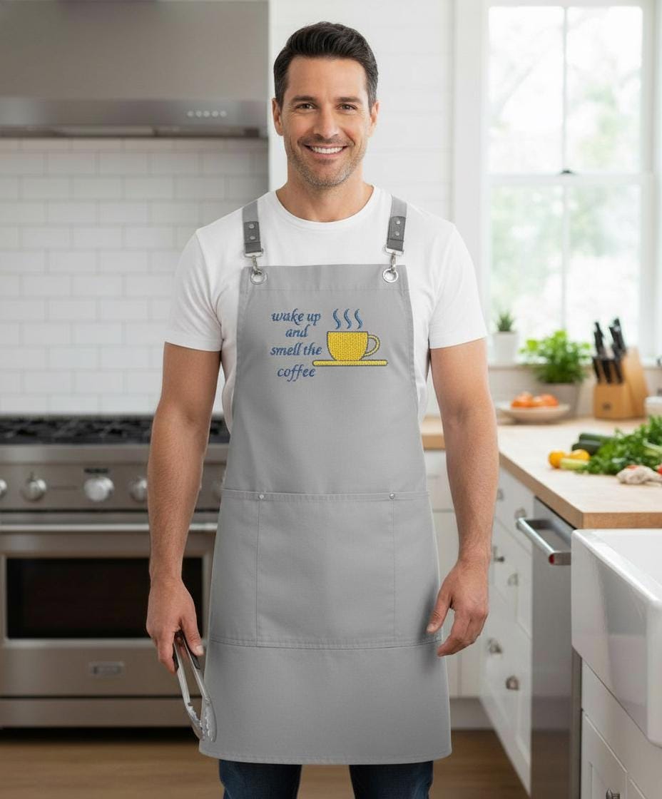 Embroidered Personalized Chef Apron: Cotton Blend, Adjustable Fit (Navy)