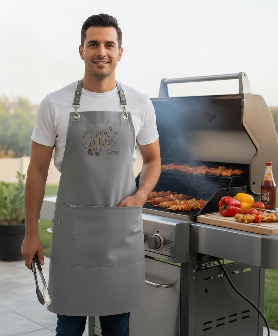 Embroidered Personalized Chef Apron: Cotton Blend, Adjustable Fit (Navy)