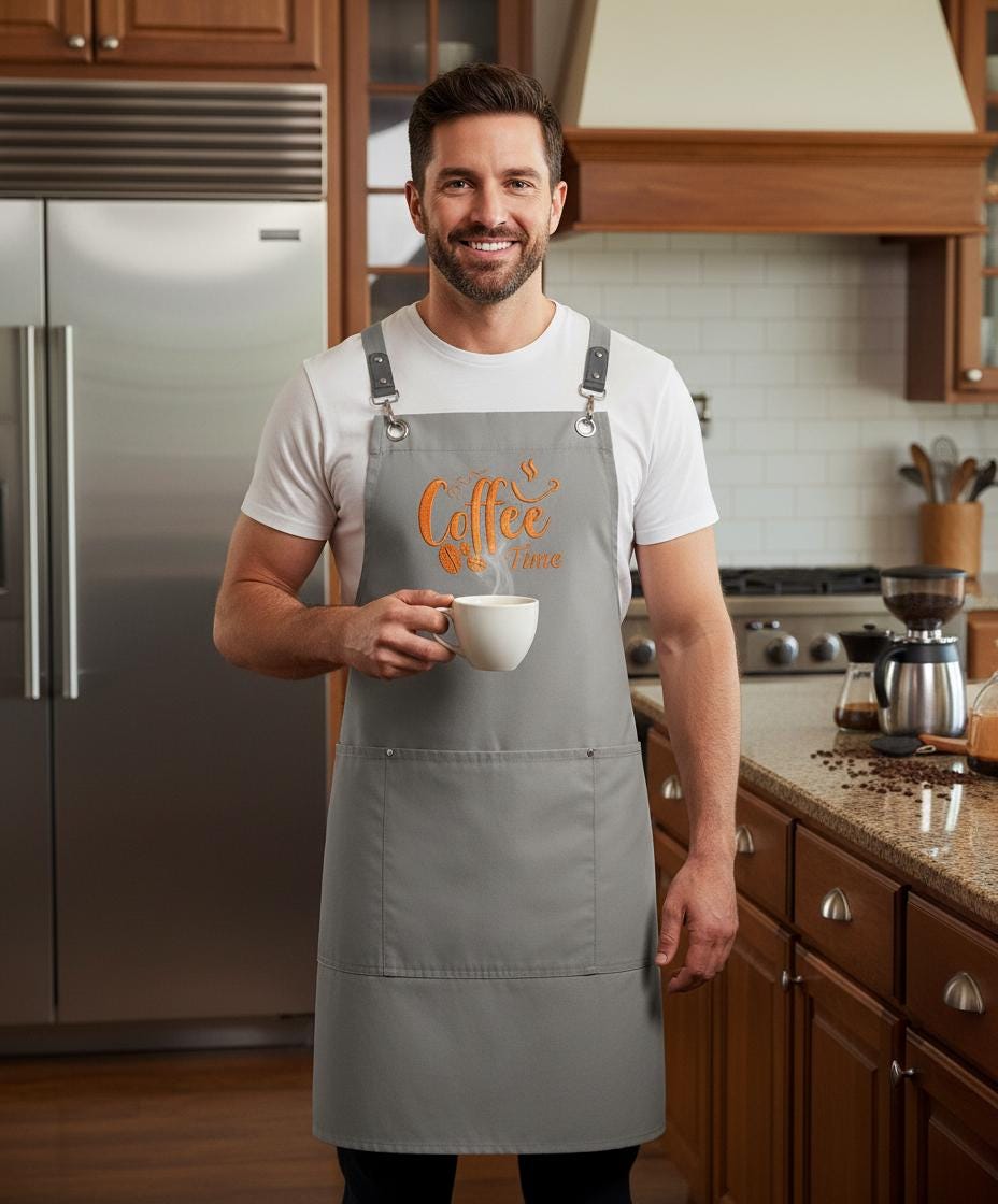 Embroidered Personalized Chef Apron: Cotton Blend, Adjustable Fit (Navy)