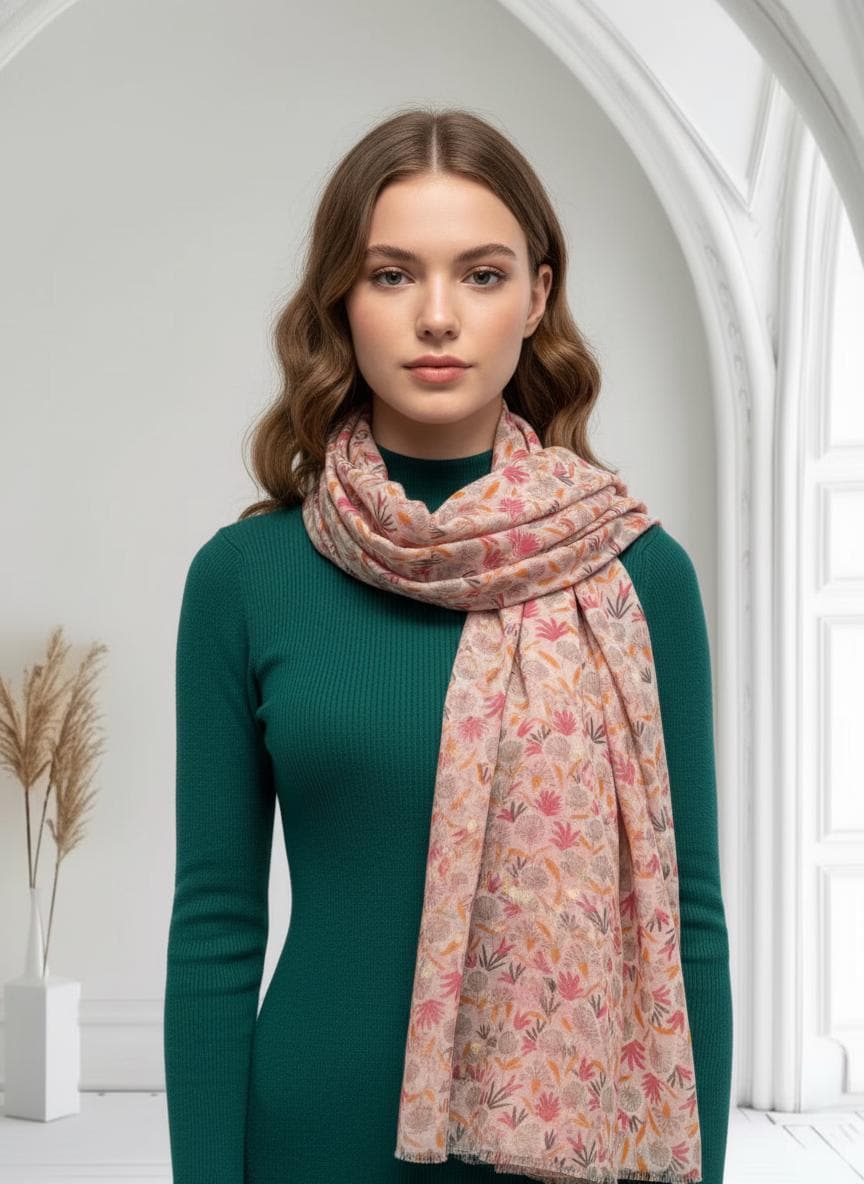 Glitter Gold Metallic Dandelion Print Scarf Scarves Wrap Shawls For Women Comes with a gift bag