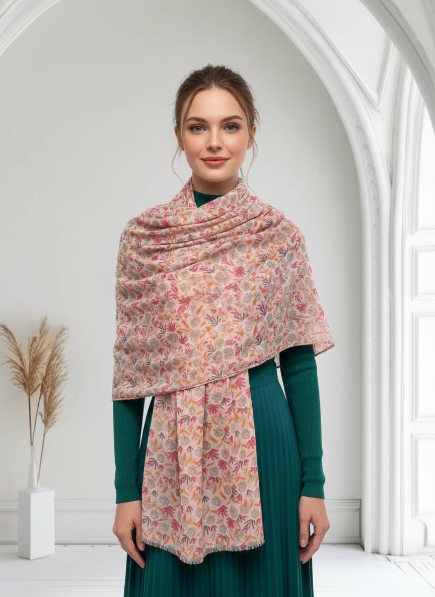 Glitter Gold Metallic Dandelion Print Scarf Scarves Wrap Shawls For Women Comes with a gift bag