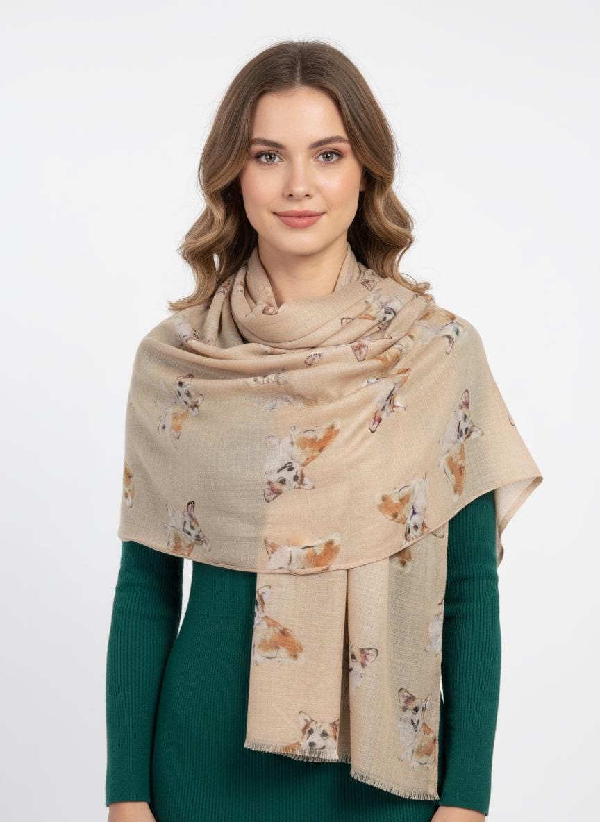 Corgi Dog Print Soft Scarf For Dog Lovers Comes with a gift bag