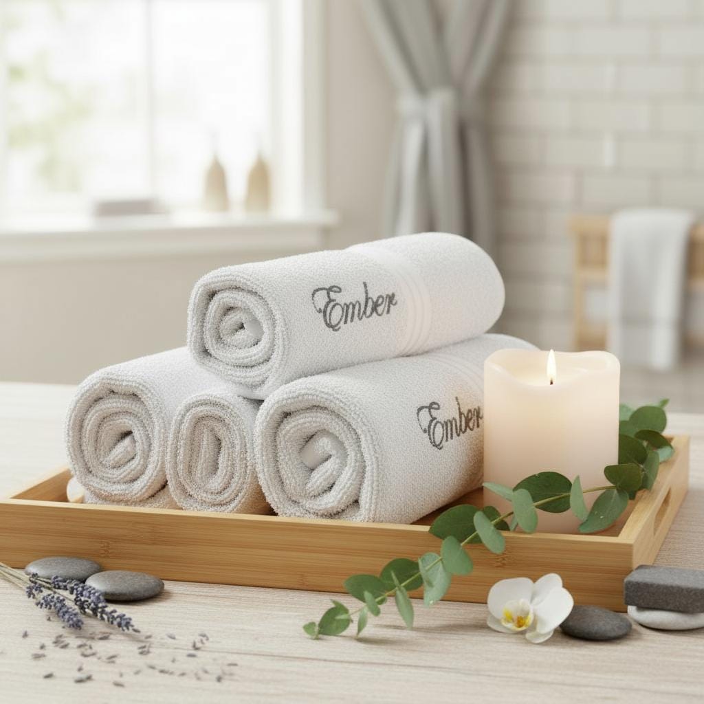 Personalized Monogram Embroidered Towels  Facecloths, Hand Towels, Bath Towels & Bath Sheets – Custom Initials Comes with a gift bag