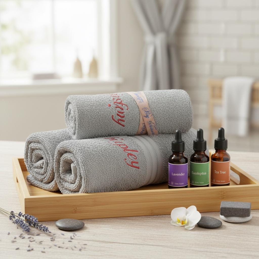 Personalized Monogram Embroidered Towels Facecloths, Hand Towels, Bath Towels & Bath Sheets – Custom Initials Comes with a gift bag