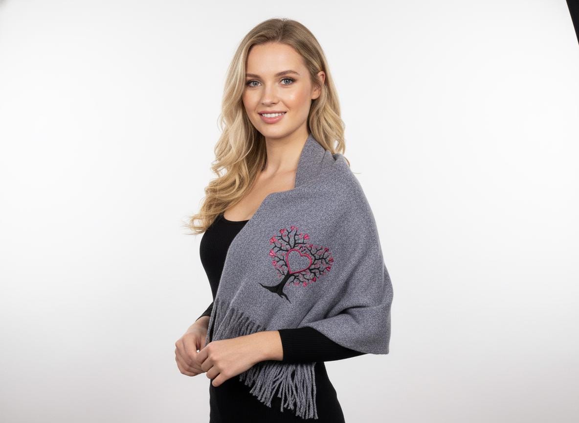 Personalised Embroidered Scarf Wrap Pashmina, Gifts For Her, Teacher Gifts Comes with a gift bag