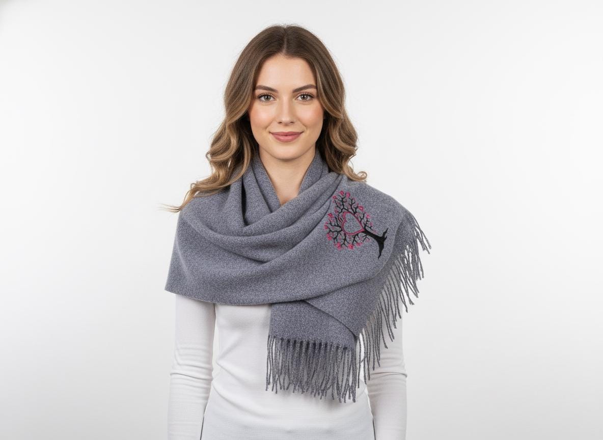 Personalised Embroidered Scarf Wrap Pashmina, Gifts For Her, Teacher Gifts Comes with a gift bag