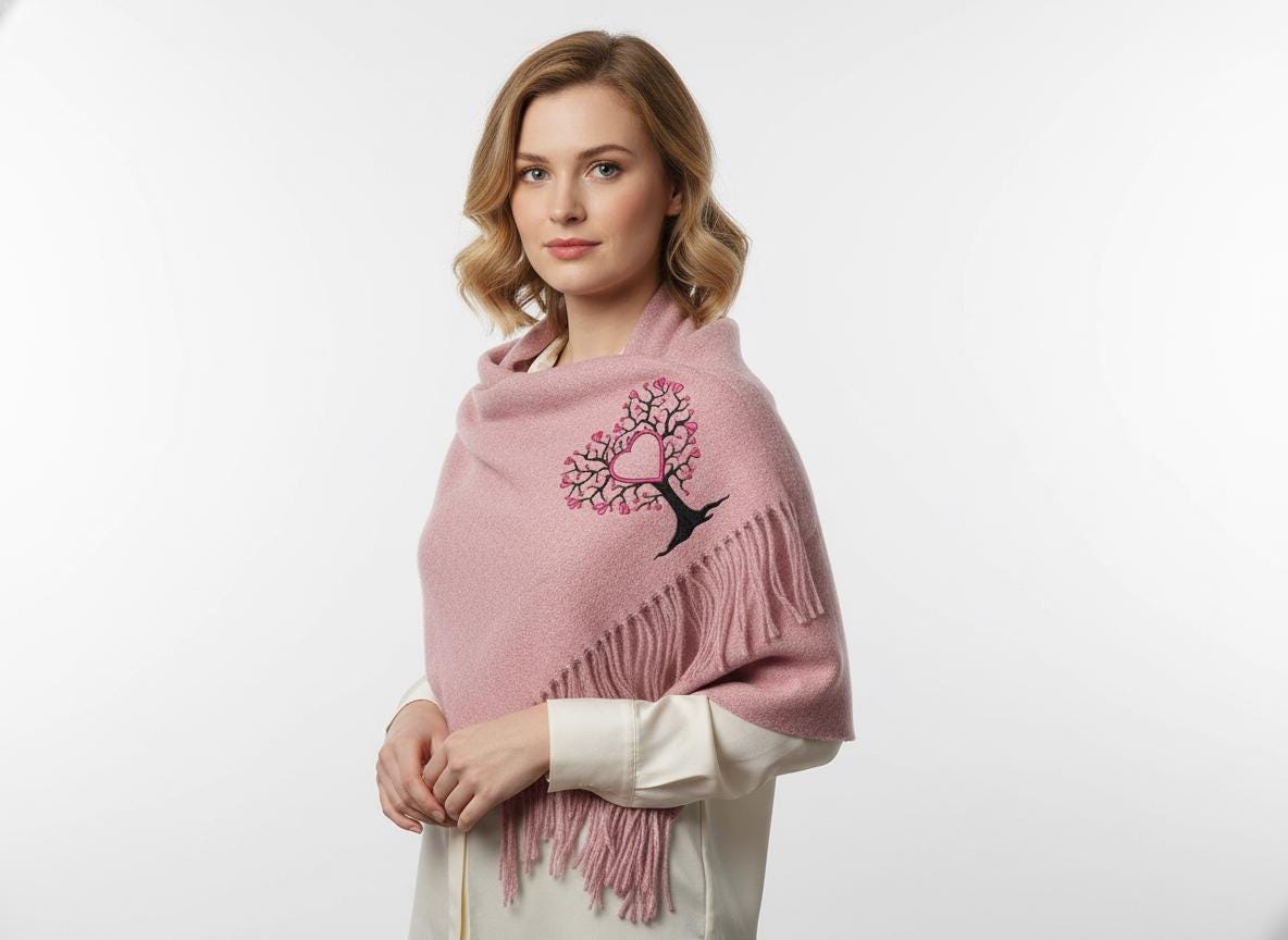 Personalised Embroidered Scarf Wrap Pashmina, Gifts For Her, Teacher Gifts Comes with a gift bag