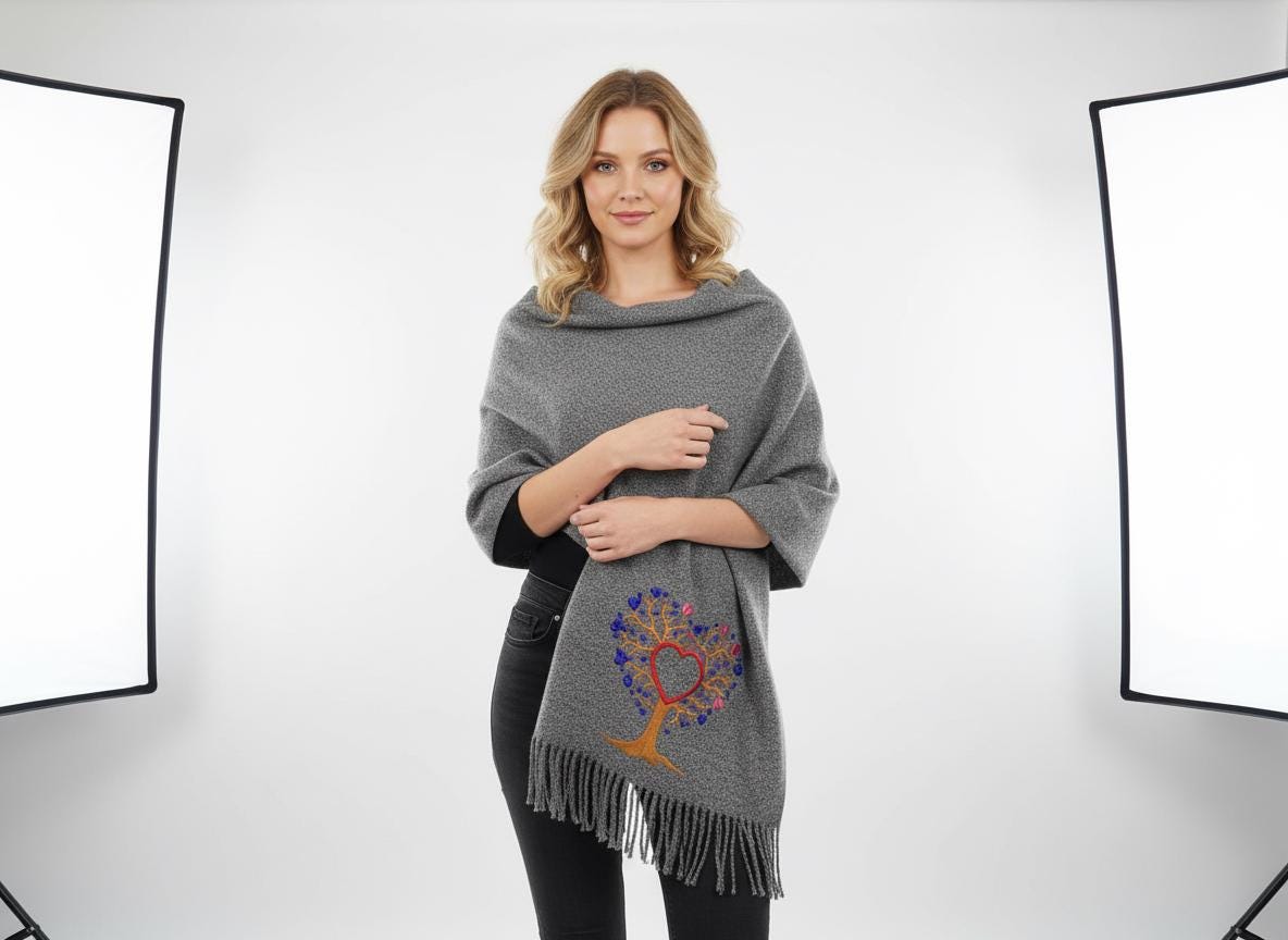 Personalised Embroidered Scarf Wrap Pashmina, Gifts For Her, Teacher Gifts Comes with a gift bag