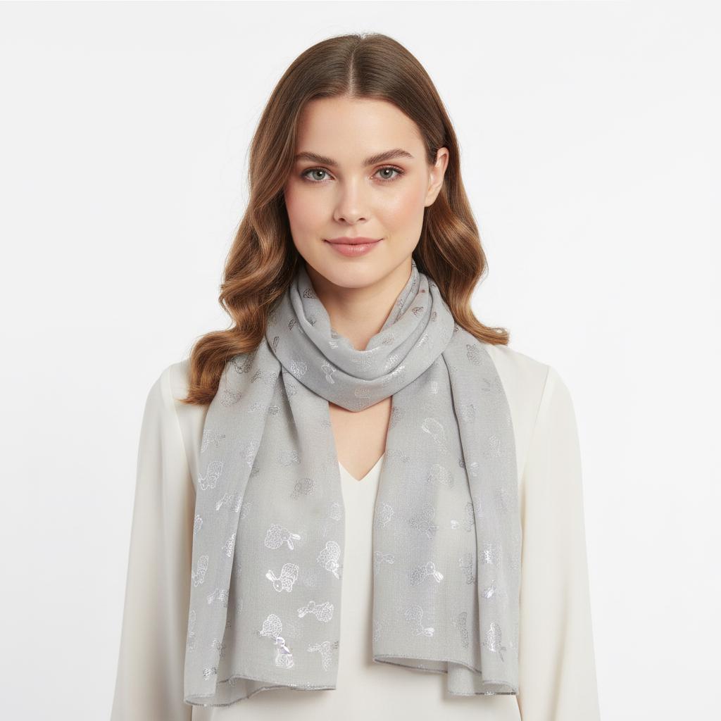 Glitter Bunny Rabbit print scarf for women Comes with a gift bag