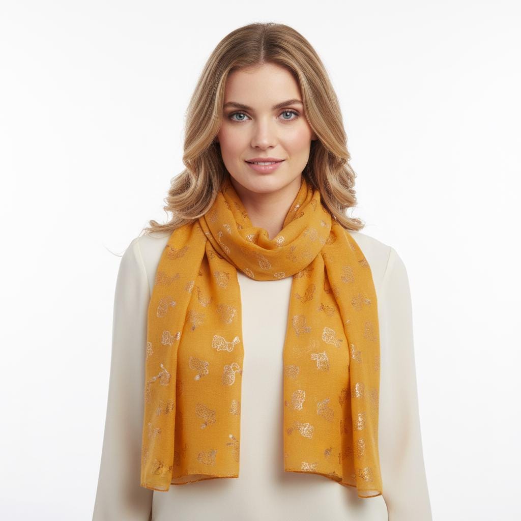Glitter Bunny Rabbit print scarf for women Comes with a gift bag
