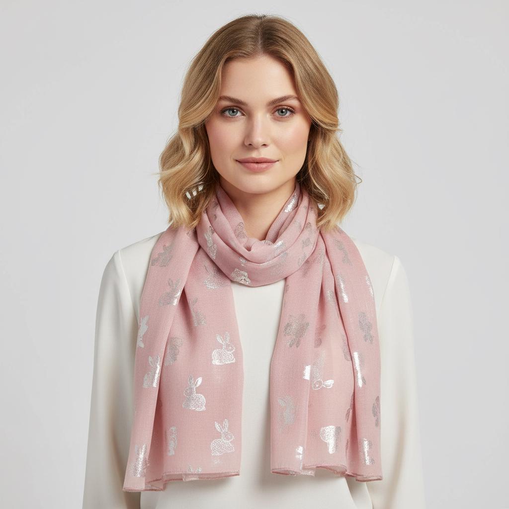 Glitter Bunny Rabbit print scarf for women Comes with a gift bag