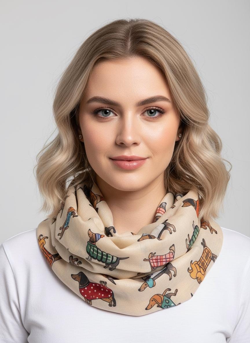 Sausage Dog Dachshund Soft Snood Infinity Scarf For Dog Lovers Comes with a gift bag