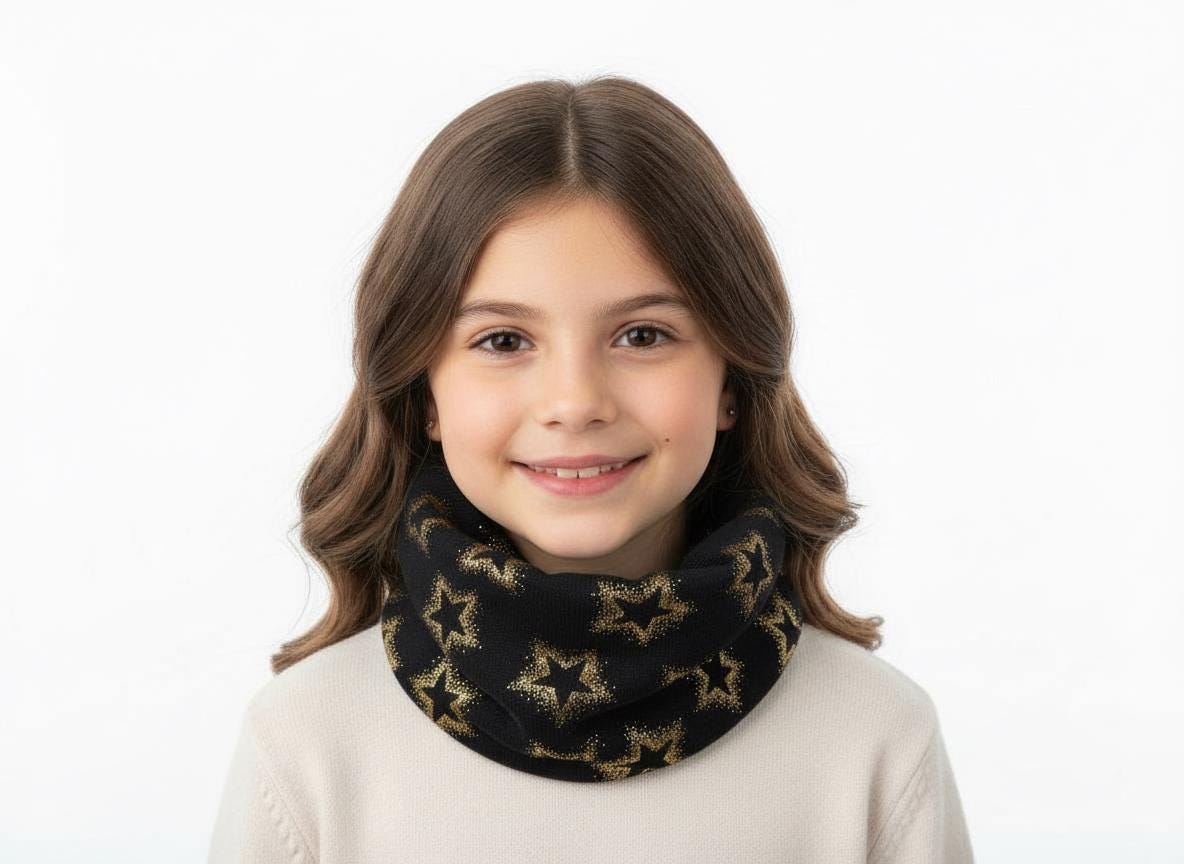 Glitter Stars Kids Snood Lightweight Infinity Scarf