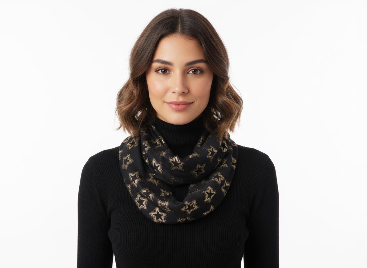 Large Glitter Stars Print Snood Gift For Her Comes with a gift bag