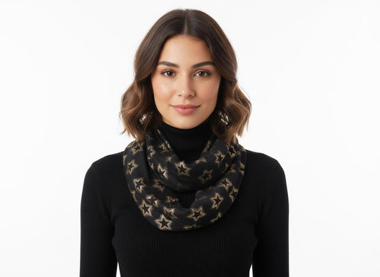 Large Glitter Stars Print Snood Gift For Her Comes with a gift bag