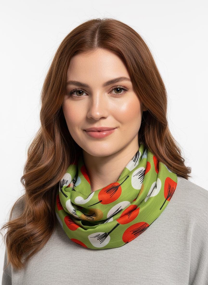Lightweight |Sketch Tree Leaf Leaves Print Snood Infinity Scarf Gift For Her Comes with a gift bag