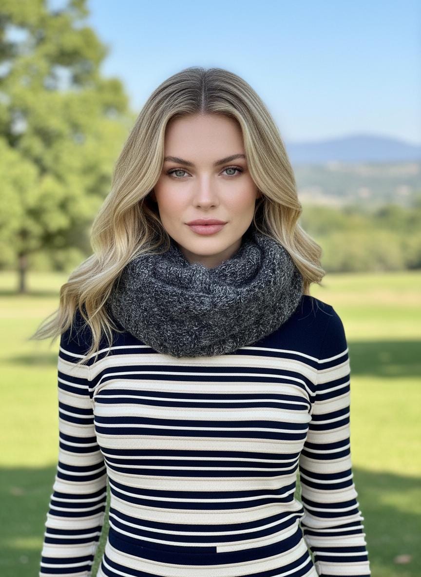 Knitted Aran Style Pattern Snood Soft Infinity Scarf For Winter Comes with a gift bag