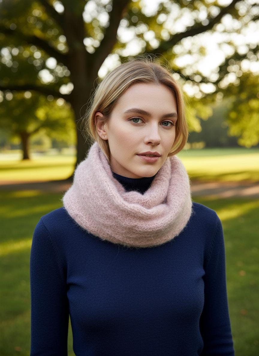 Knitted Aran Style Pattern Snood Soft Infinity Scarf For Winter Comes with a gift bag