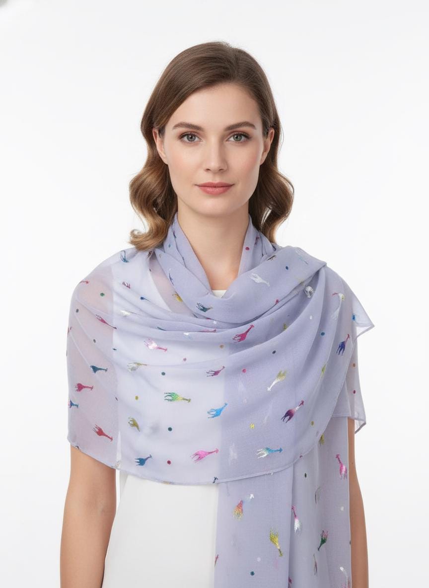 Glitter Giraffe Print Fashion Scarf Wrap For Women Comes with a gift bag