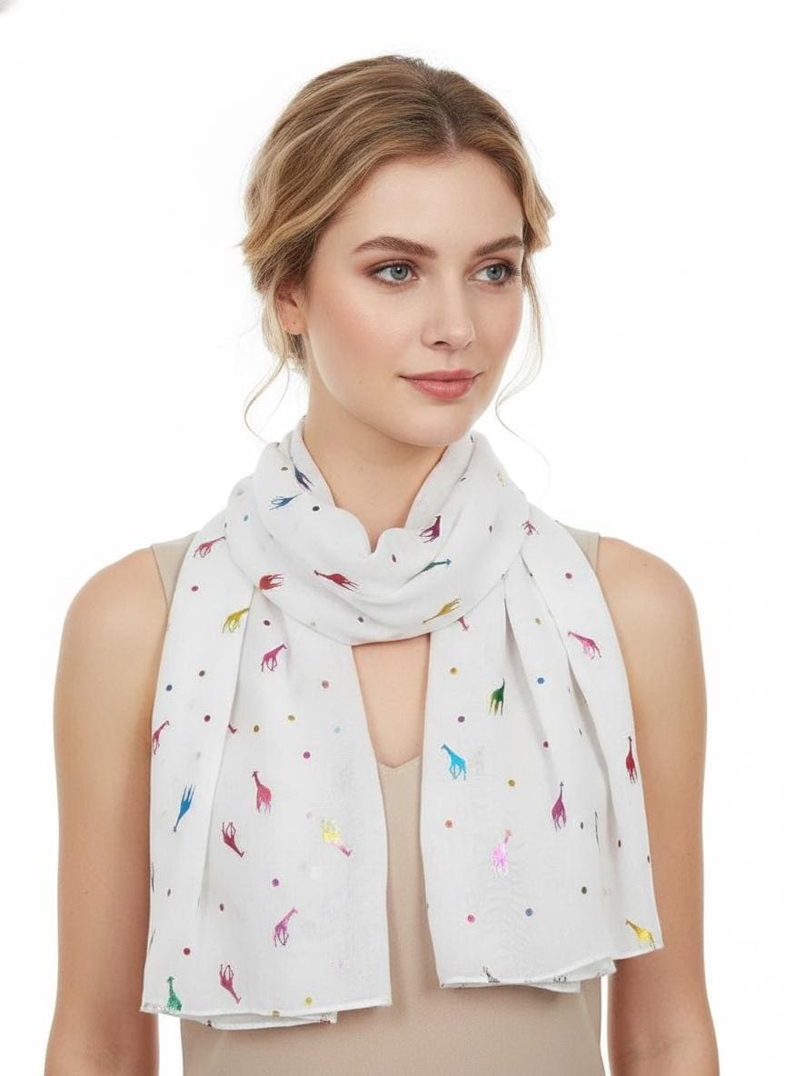 Glitter Giraffe Print Fashion Scarf Wrap For Women Comes with a gift bag