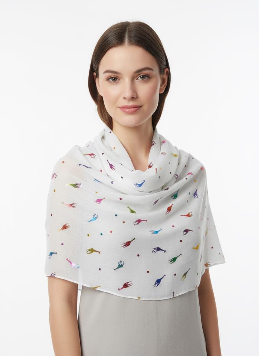 Glitter Giraffe Print Fashion Scarf Wrap For Women Comes with a gift bag