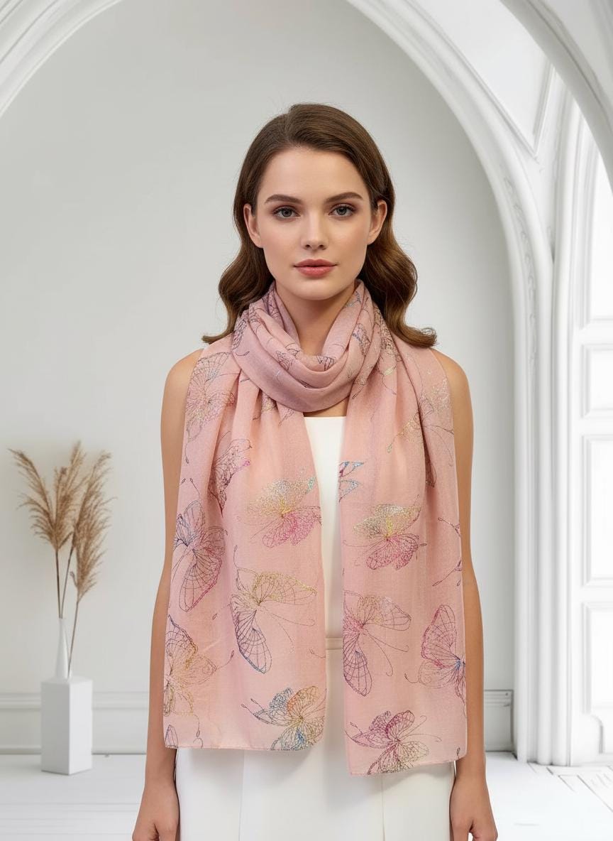 Glitterf Butterfly Print Ladies Celebrity Style Scarves Scarf Wrap Comes with a gift bag