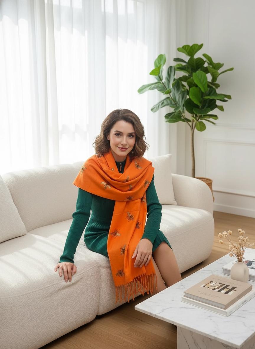 Bee Soft Warm Busy Bees Printed Scarves Wrap Shawl Comes with a gift bag