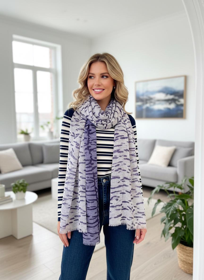 Zebra Strips Print Shawl Wrap Scarf All Seasons Scarves Comes with a gift bag