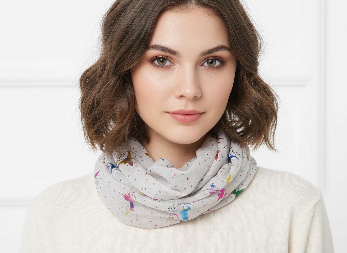 Lightweight Glitter Fairy Print Snood Warm Winter Infinity Scarf Comes with a gift bag