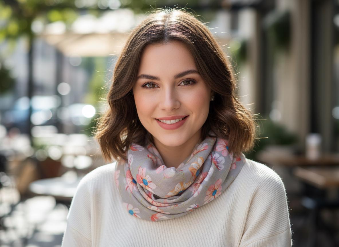 Lightweight Daisy Flower Print Snood Infinity Scarf For Her Comes with a gift bag