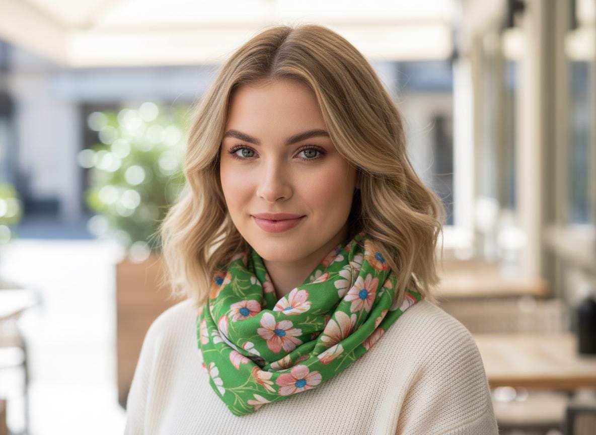 Lightweight Daisy Flower Print Snood Infinity Scarf For Her Comes with a gift bag