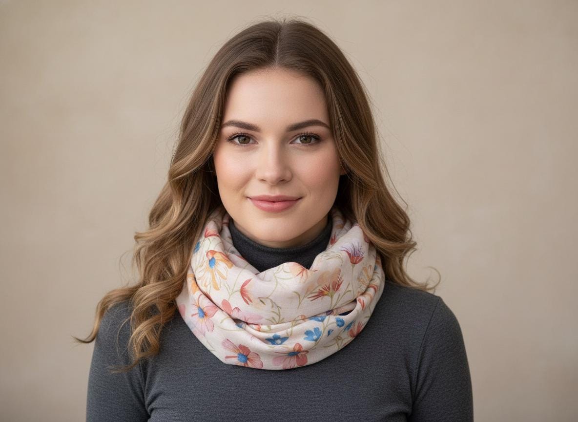 Lightweight Daisy Flower Print Snood Infinity Scarf For Her Comes with a gift bag